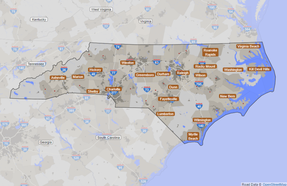 Map Of North Carolina Map Population Density Worldofm vrogue.co